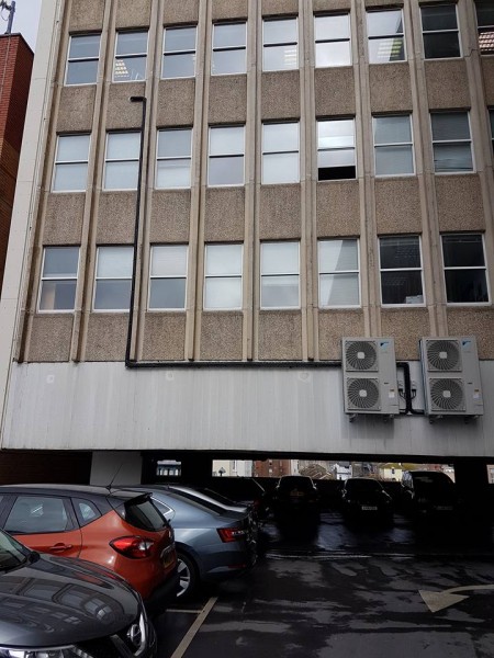 Airconditioning installed in a Bupa office Outside view