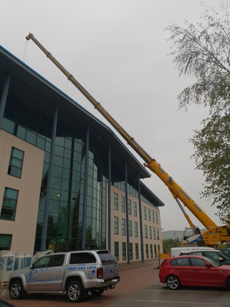 Mitsubishi Electric Heat Recovery Systems Lifted by Crane